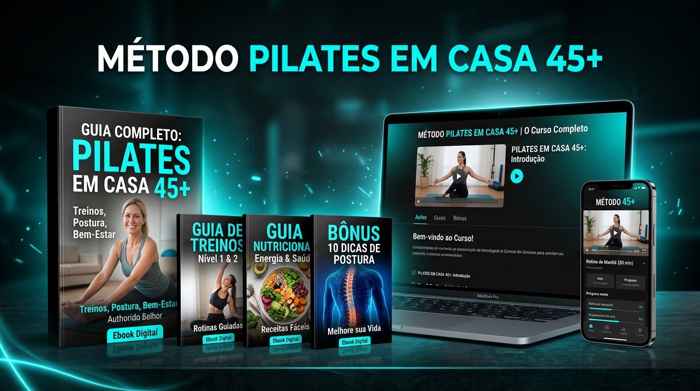 Mockup do Método Pilates em Casa 45+